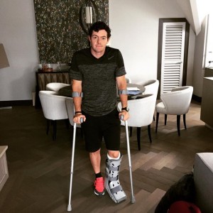 A picture posted to social media by Rory McIlroy after he injured his ankle playing soccer with some friends