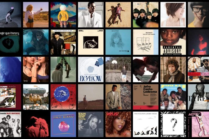 A collage of 40 album covers whose songs are featured in the article.